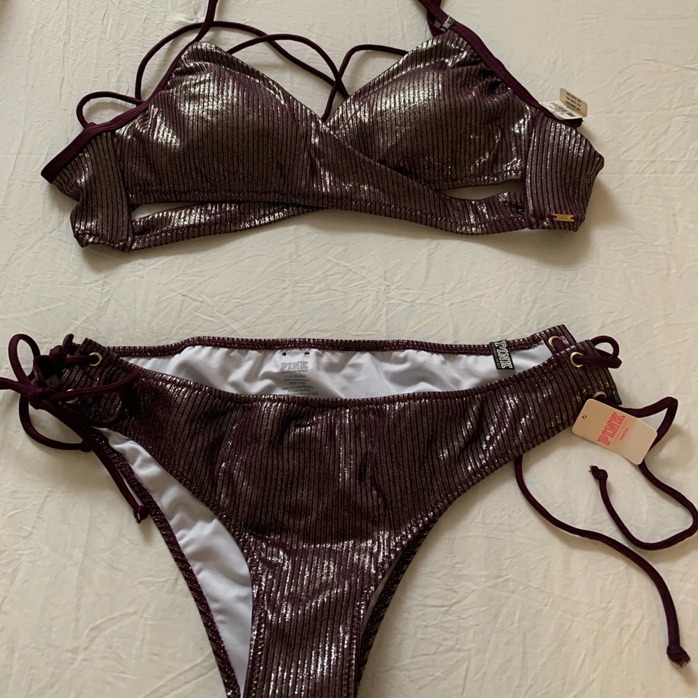 Darling metallic dark maroon bikini 👙